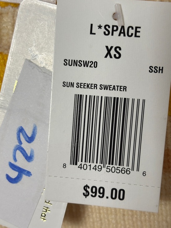 NEW l*space Sun Seeker Sweater Yellow & Cream Striped Cropped Knit Top size XS - Picture 8 of 8